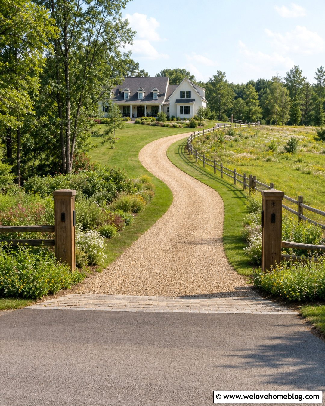 Long Curved Driveway With Split Rail Fencing - 35 long driveway landscaping country roads ideas