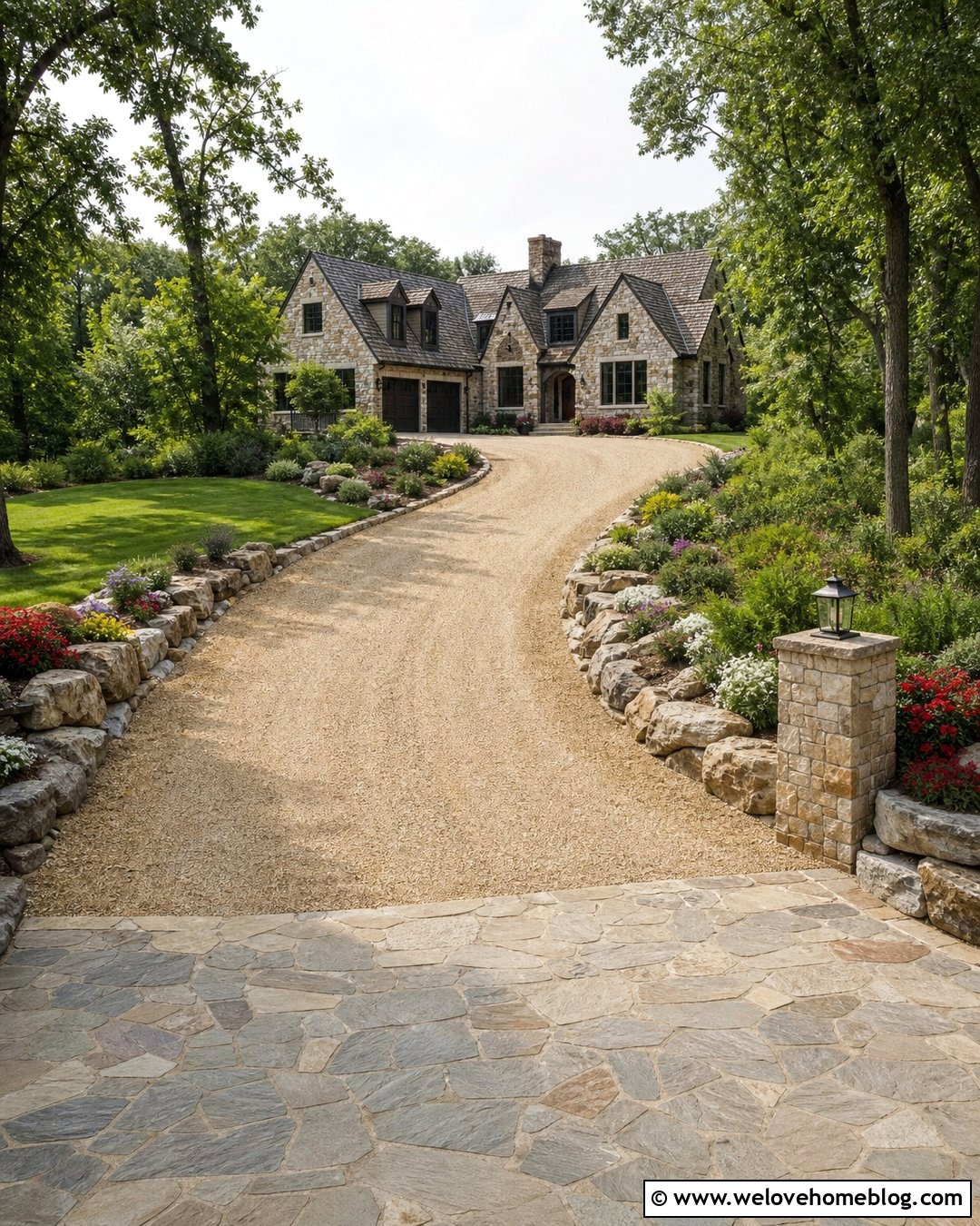 Long Curved Gravel Driveway With Stone Edging - 45 long driveway ideas