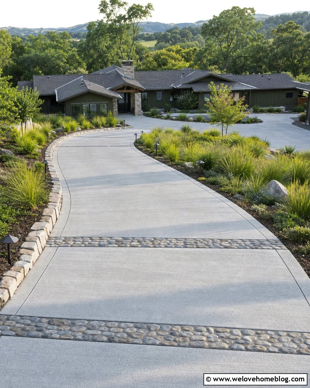 Long Downhill Driveway With Drainage Bands - 45 long driveway ideas