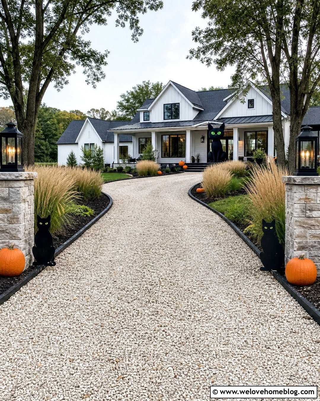 Long Driveway Black Cat Path - 20 Long Driveway Halloween Decorations Ideas