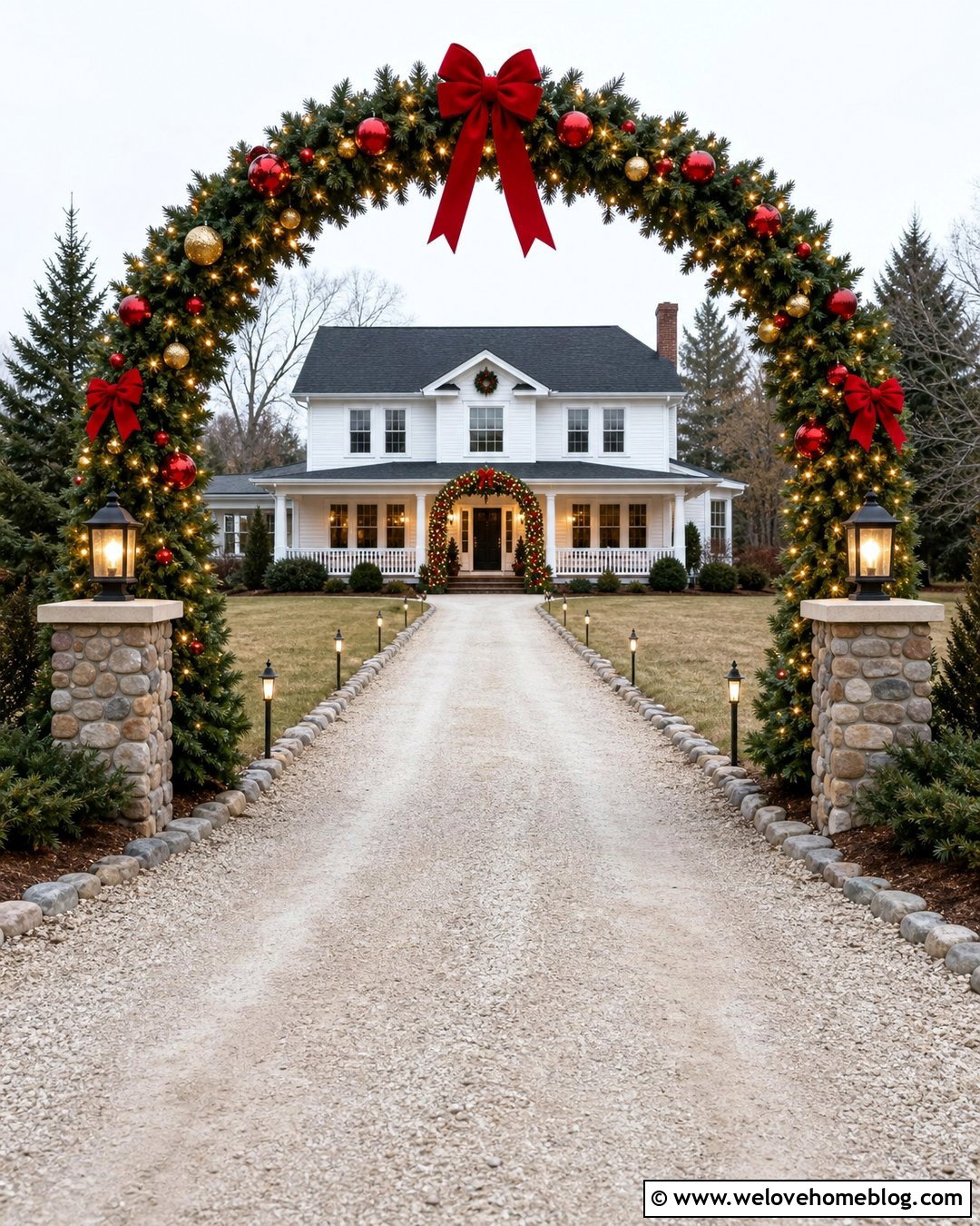Long Driveway Christmas Arch Entrance - 20 Long Driveway Christmas Decor Ideas