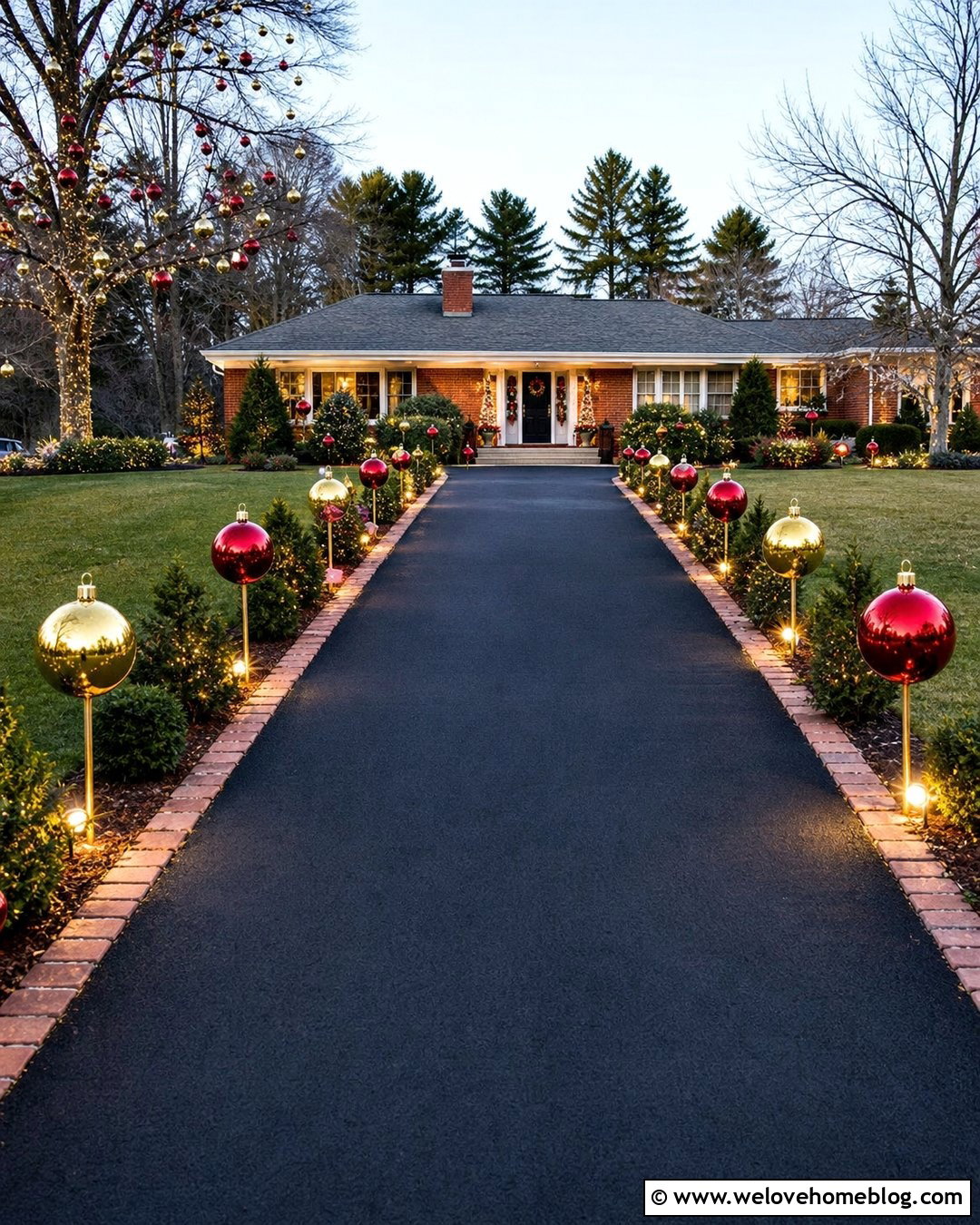 Long Driveway Christmas Ornament Stakes - 20 Long Driveway Christmas Decor Ideas