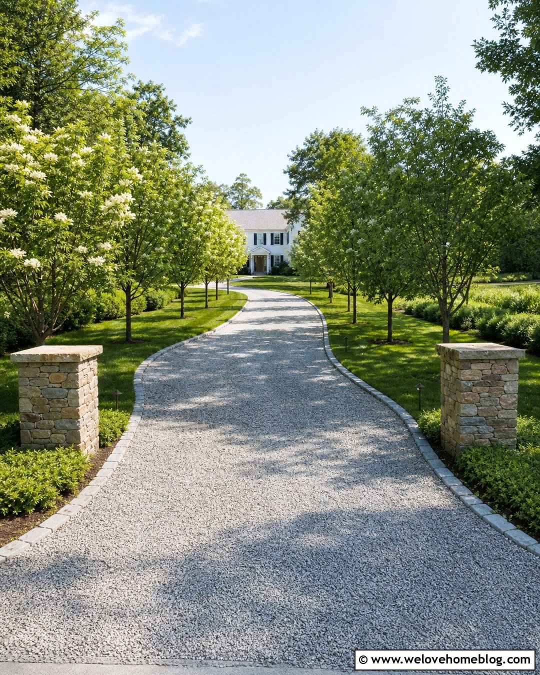 Long Driveway Entrance With Tree Lined Borders - 20 Entryway Driveway Ideas