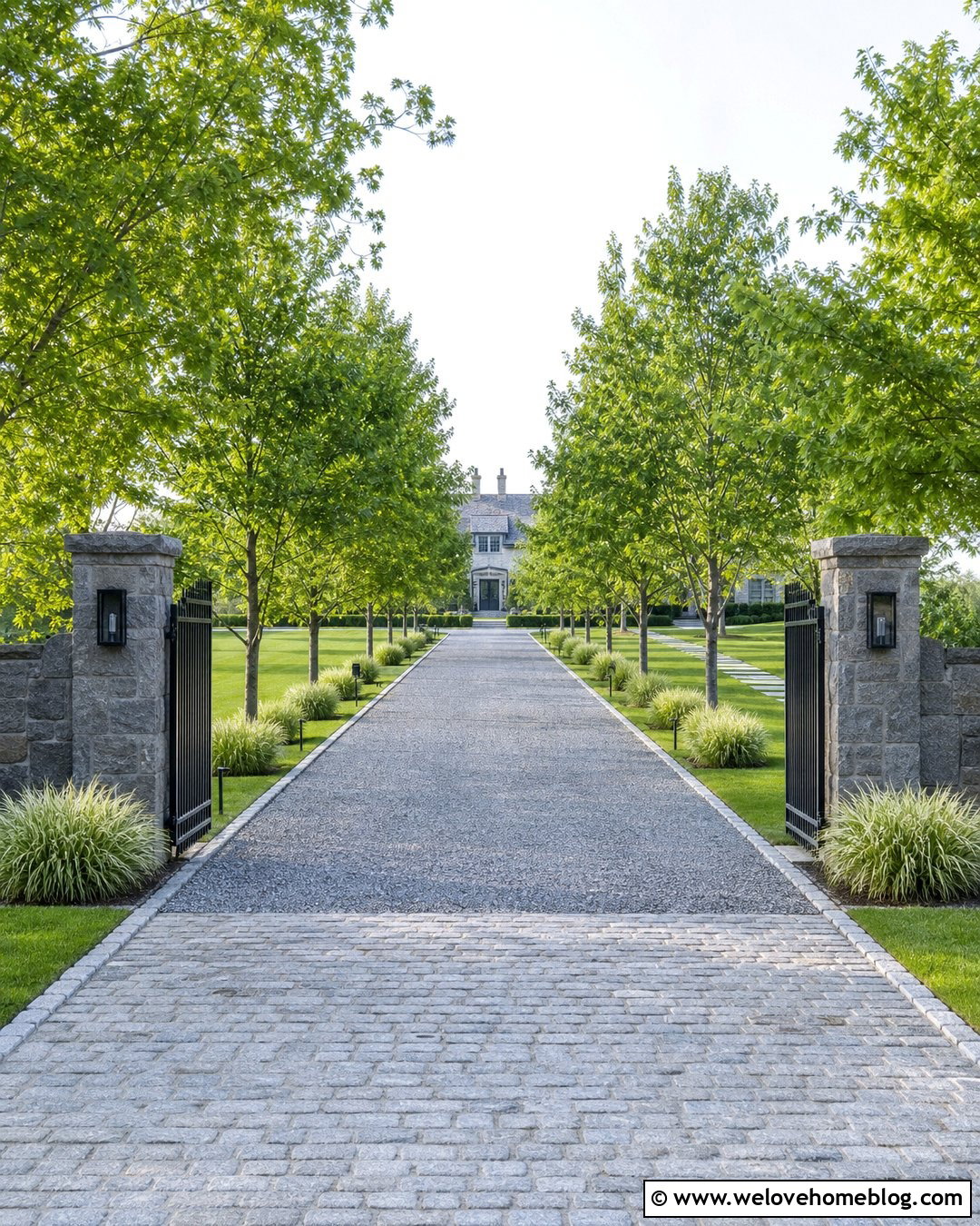 Long Driveway Entry With Tree Lined Approach - 30 driveway entry ideas