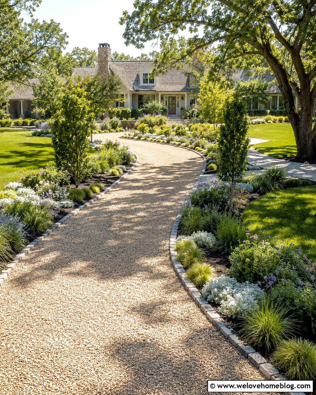 Long Driveway Garden Beds With Repeating Plants - 20 driveway garden beds ideas