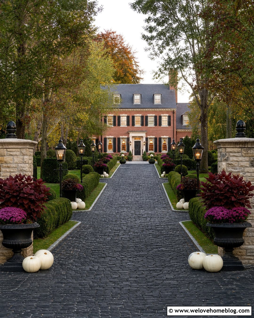 Long Driveway Gothic Lantern Entrance - 20 Long Driveway Halloween Decorations Ideas