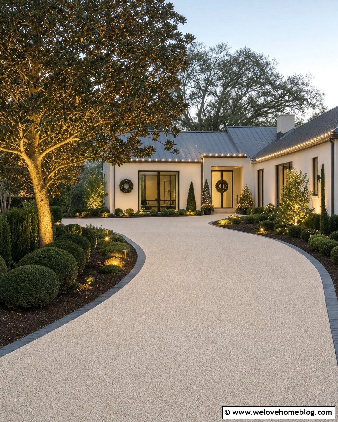 Long Driveway Minimal Christmas Lights - 20 Long Driveway Christmas Decor Ideas