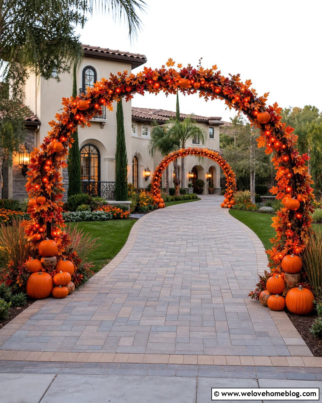 Long Driveway Pumpkin Archway - 20 Long Driveway Halloween Decorations Ideas