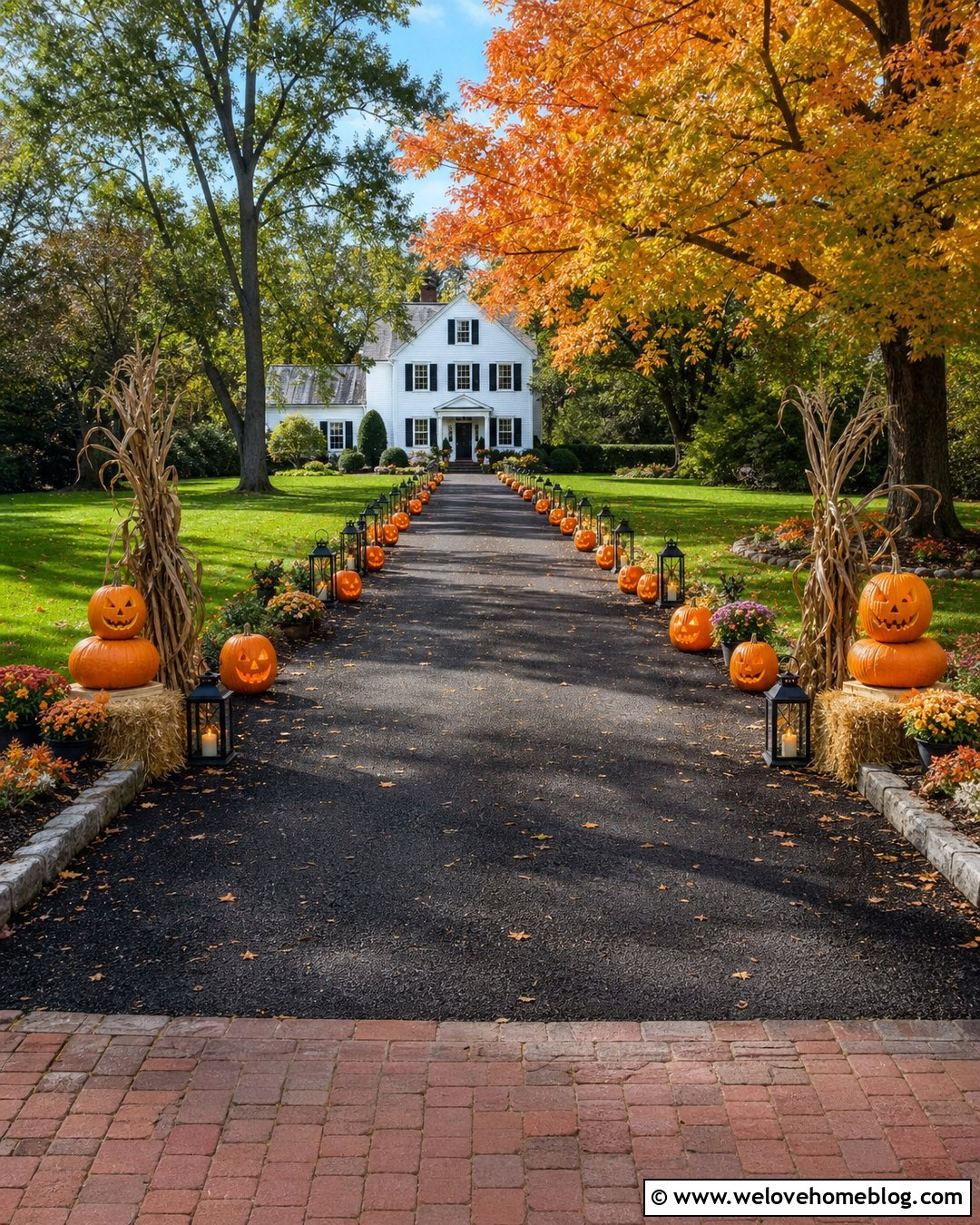 Long Driveway Pumpkin Lantern Path - 20 Long Driveway Halloween Decorations Ideas