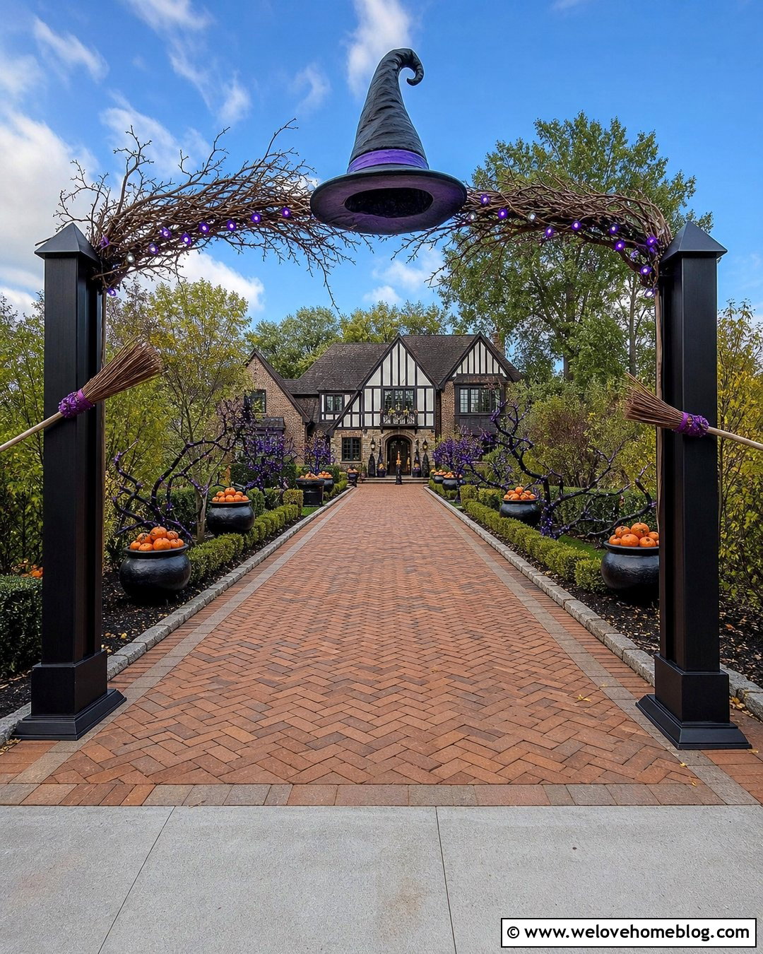 Long Driveway Witch Hat Canopy - 20 Long Driveway Halloween Decorations Ideas