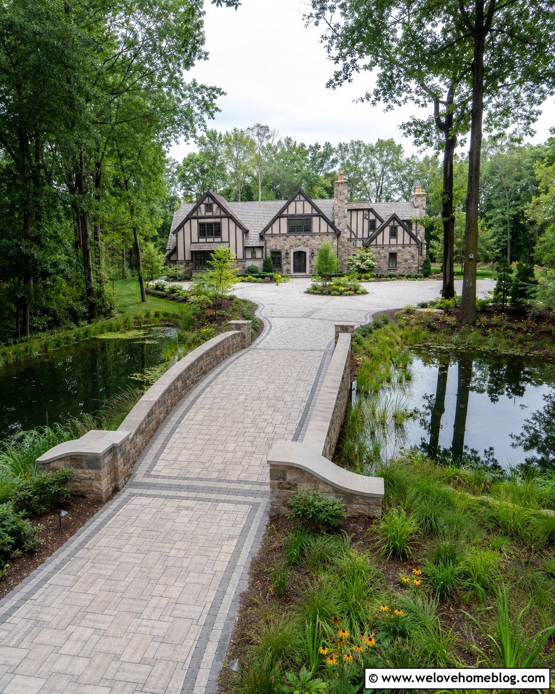 Long Driveway With A Pond Crossing