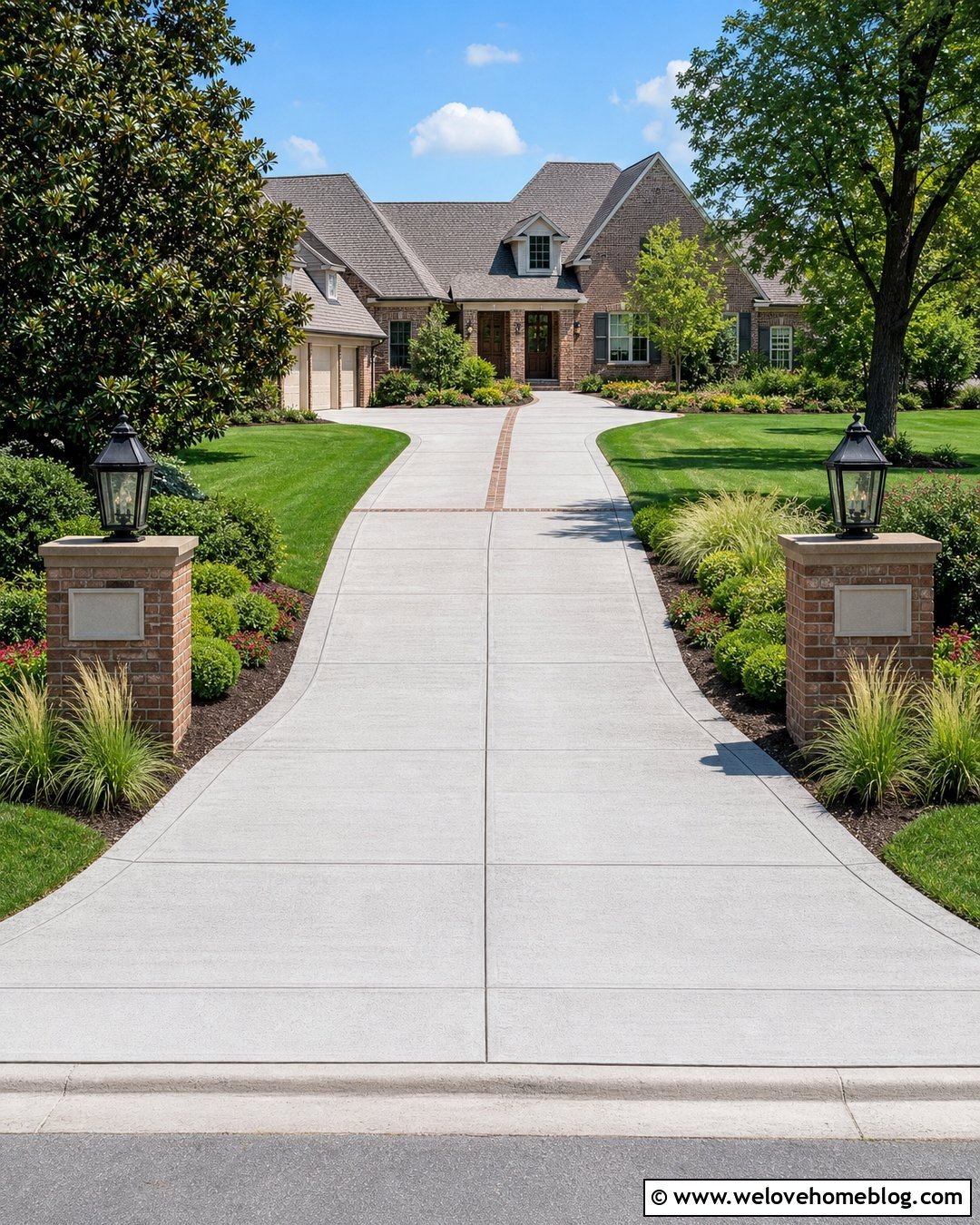 Long Driveway With Address Pillars - 25 long driveway house ideas