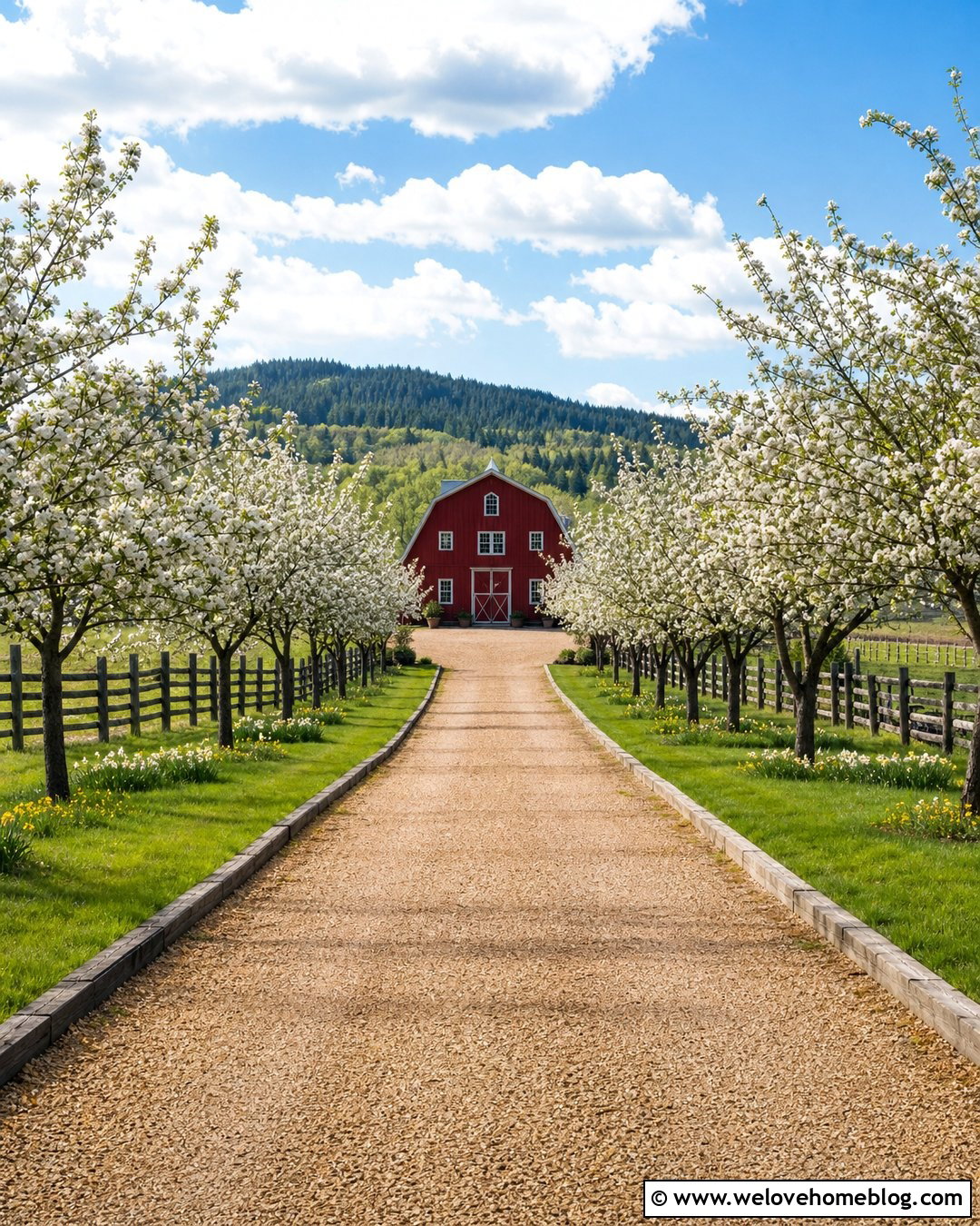 Long Driveway With Apple Tree Rows - 35 long driveway landscaping country roads ideas
