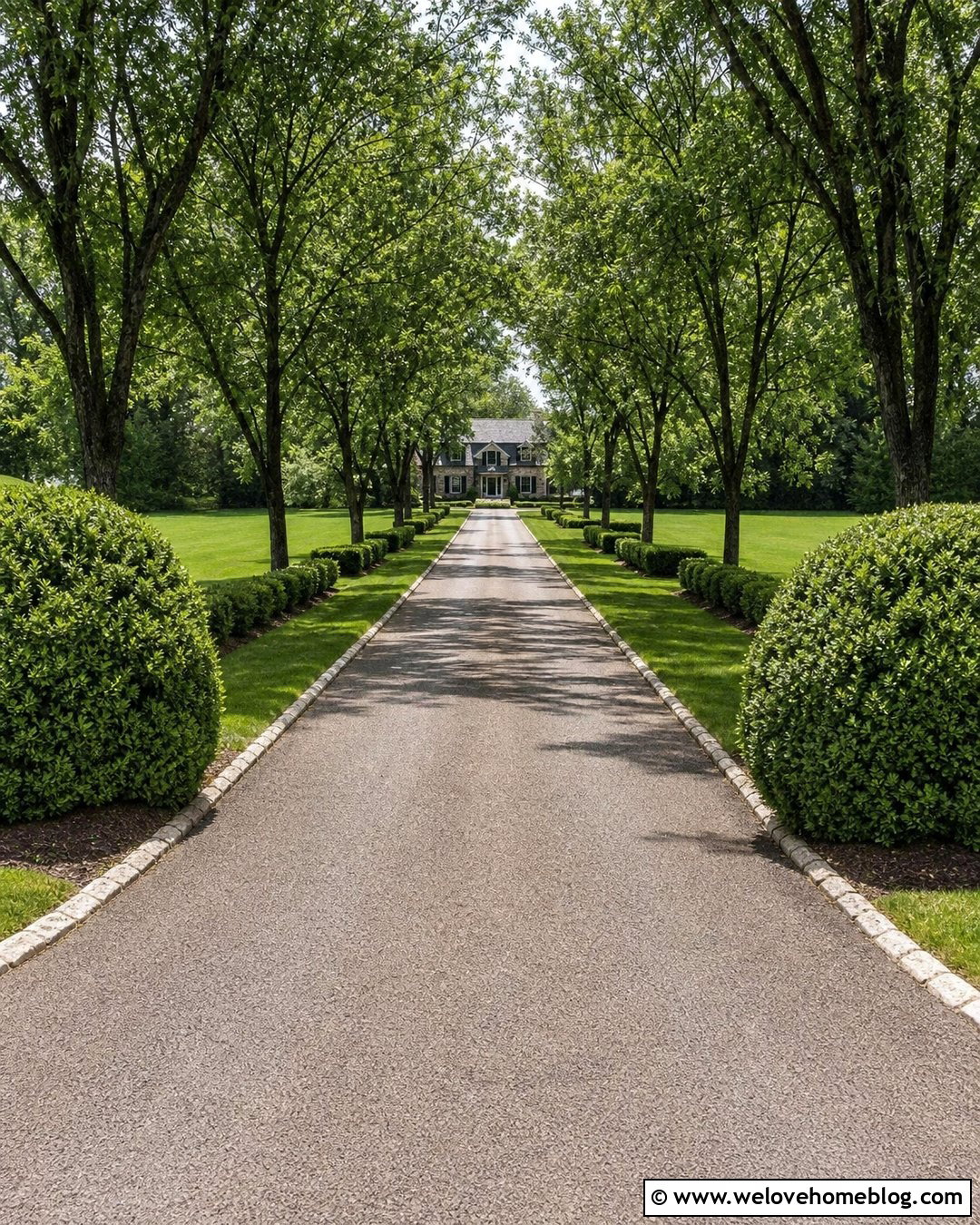Long Driveway With Boxwoods And Shade Trees - 20 boxwoods along driveway ideas