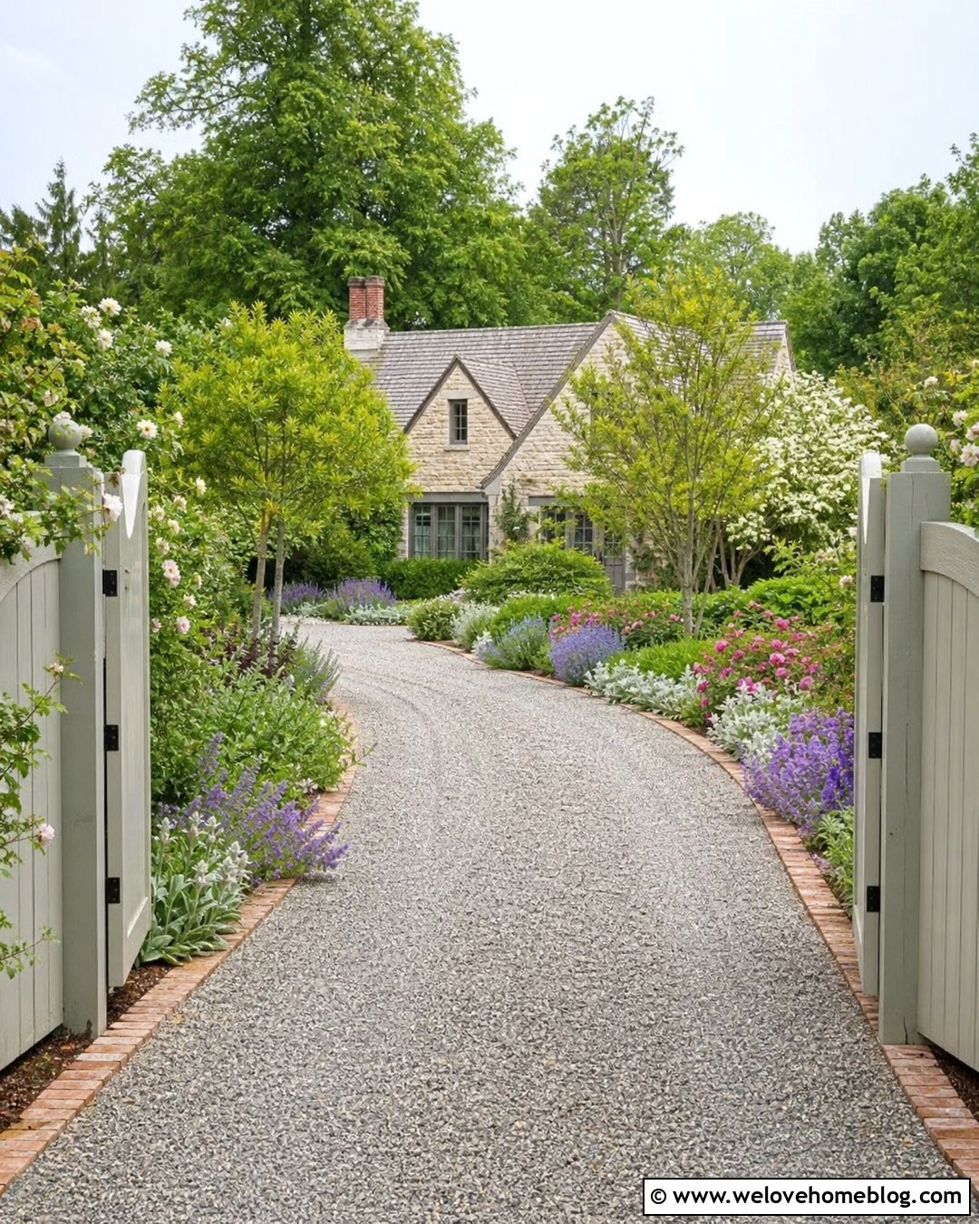 Long Driveway With Cottage Garden Borders - 40 Long Driveway Landscaping Ideas