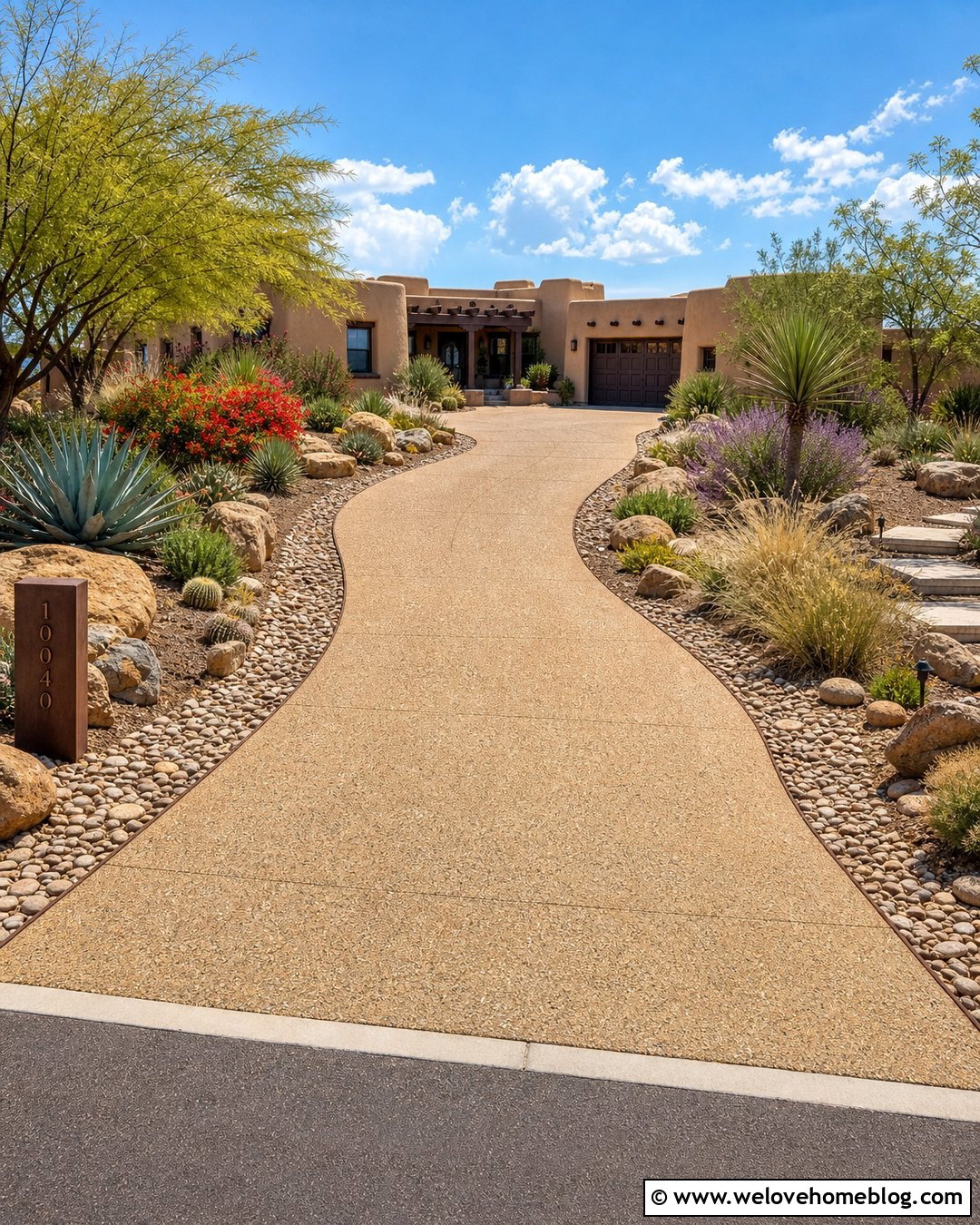 Long Driveway With Desert Landscaping - 25 Long Driveway Aesthetic Ideas