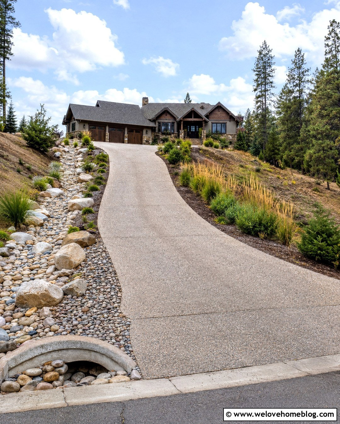 Long Driveway With Dry Creek Landscaping - 20 long driveway entry landscaping ideas