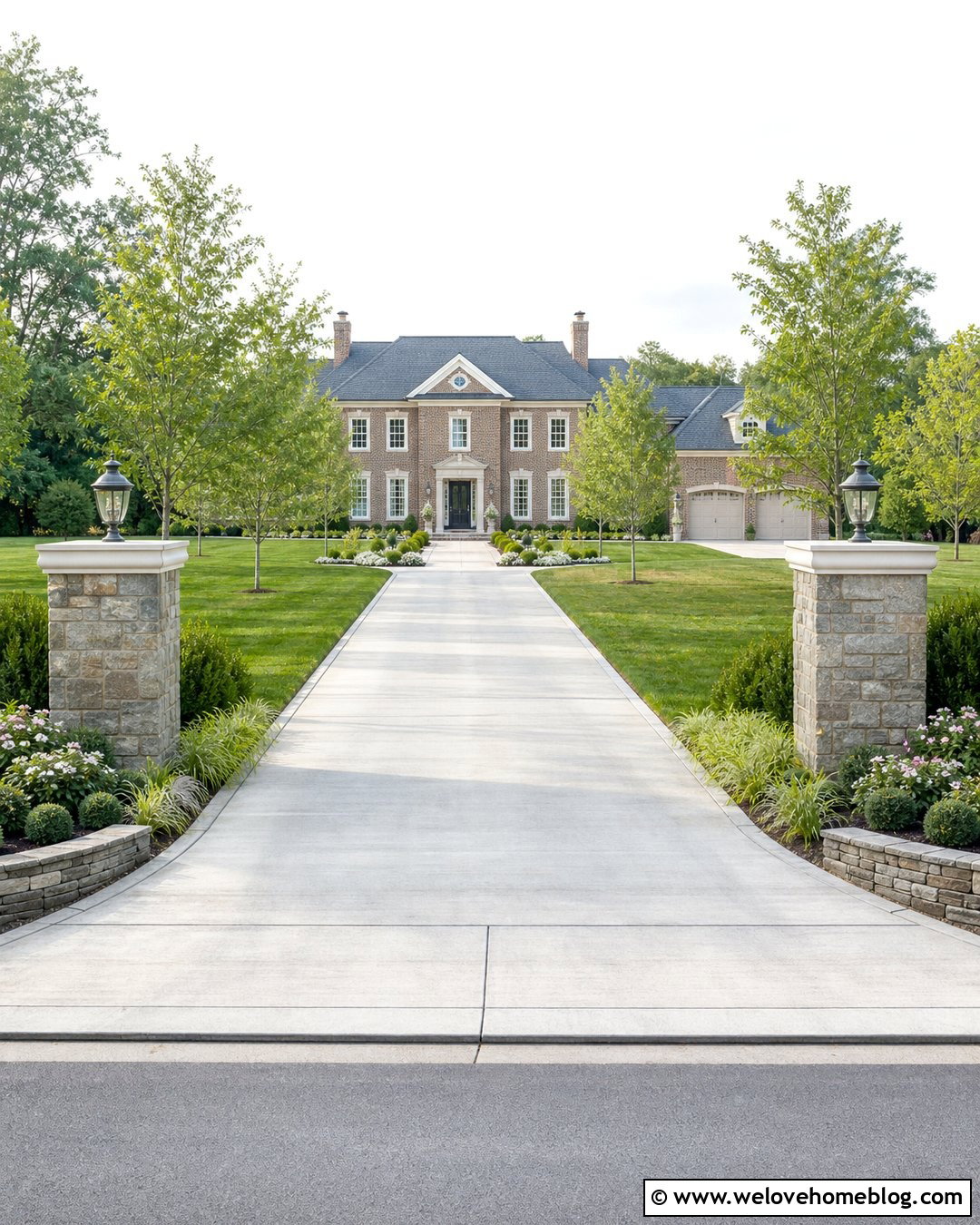 Long Driveway With Entry Pillars - 20 landscaping a long driveway ideas