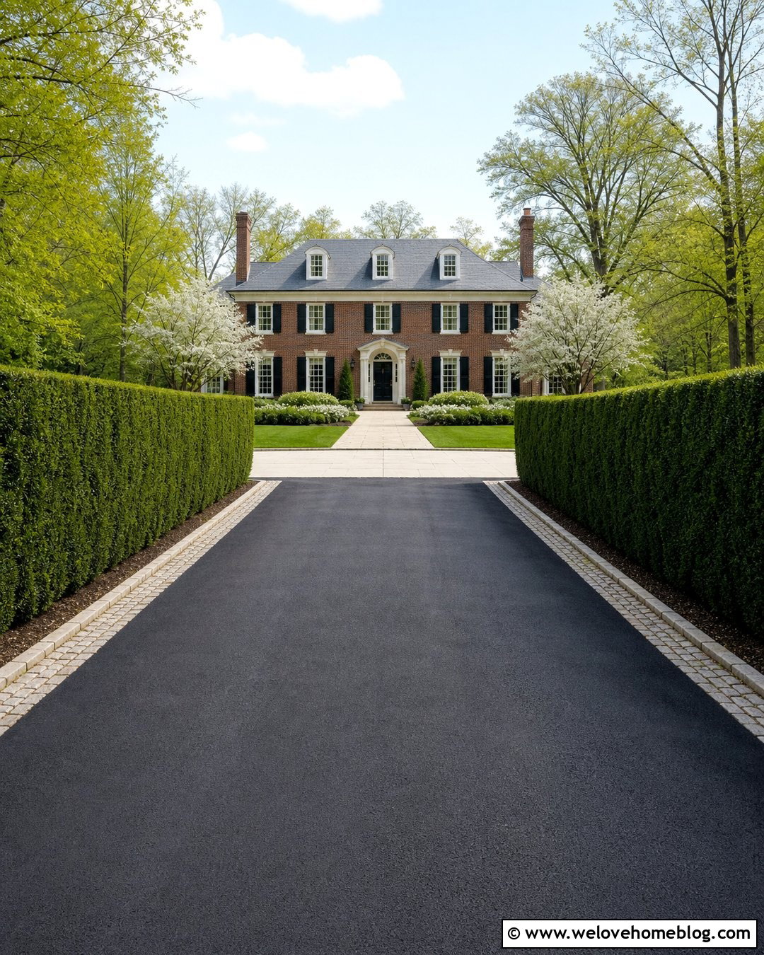 Long Driveway With Evergreen Hedge Borders - 25 Long Driveway Aesthetic Ideas