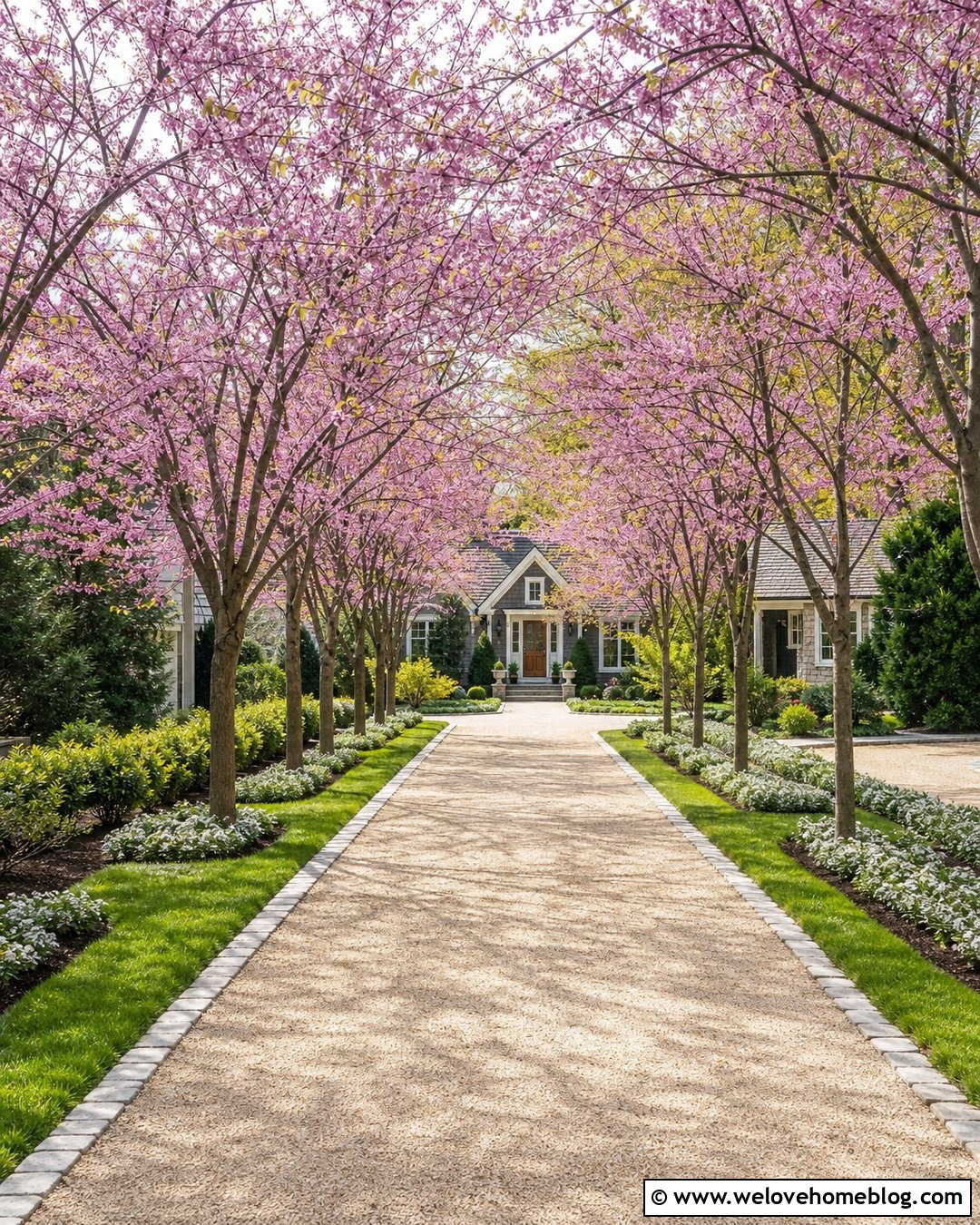 Long Driveway With Flowering Trees - 25 house with long driveway ideas