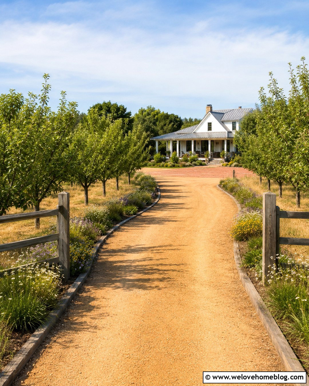 Long Driveway With Fruit Trees And Wildflowers - 20 House With Long Driveway And Trees Ideas
