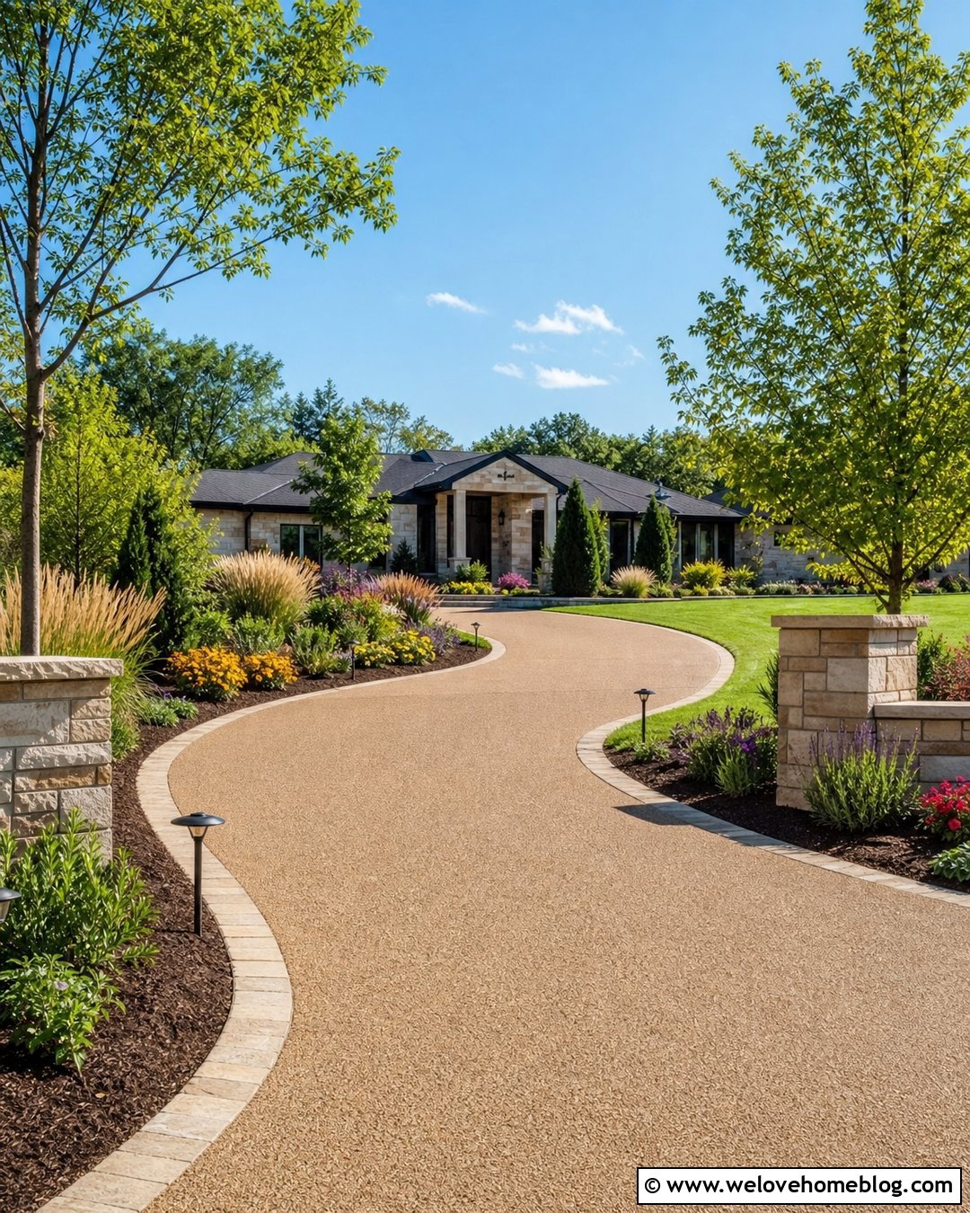 Long Driveway With Low Voltage Lighting - 40 Long Driveway Landscaping Ideas