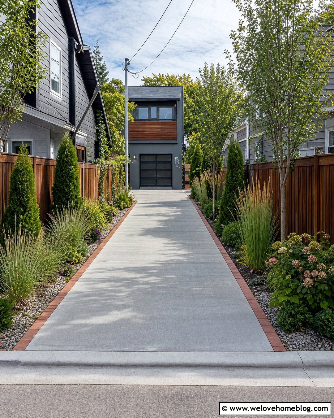 Long Driveway With Narrow Side Gardens - 40 Long Driveway Landscaping Ideas