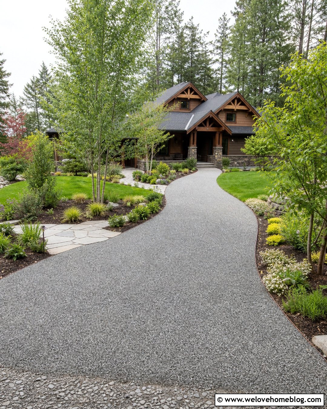 Long Driveway With Native Plant Borders - 40 Long Driveway Landscaping Ideas