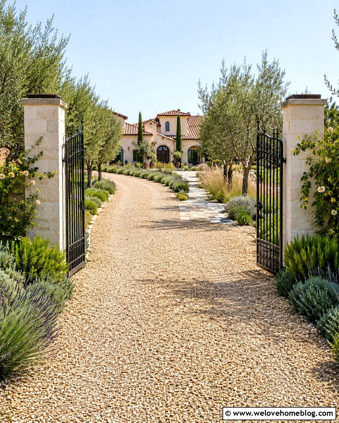Long Driveway With Olive Trees And Gravel - 20 House With Long Driveway And Trees Ideas