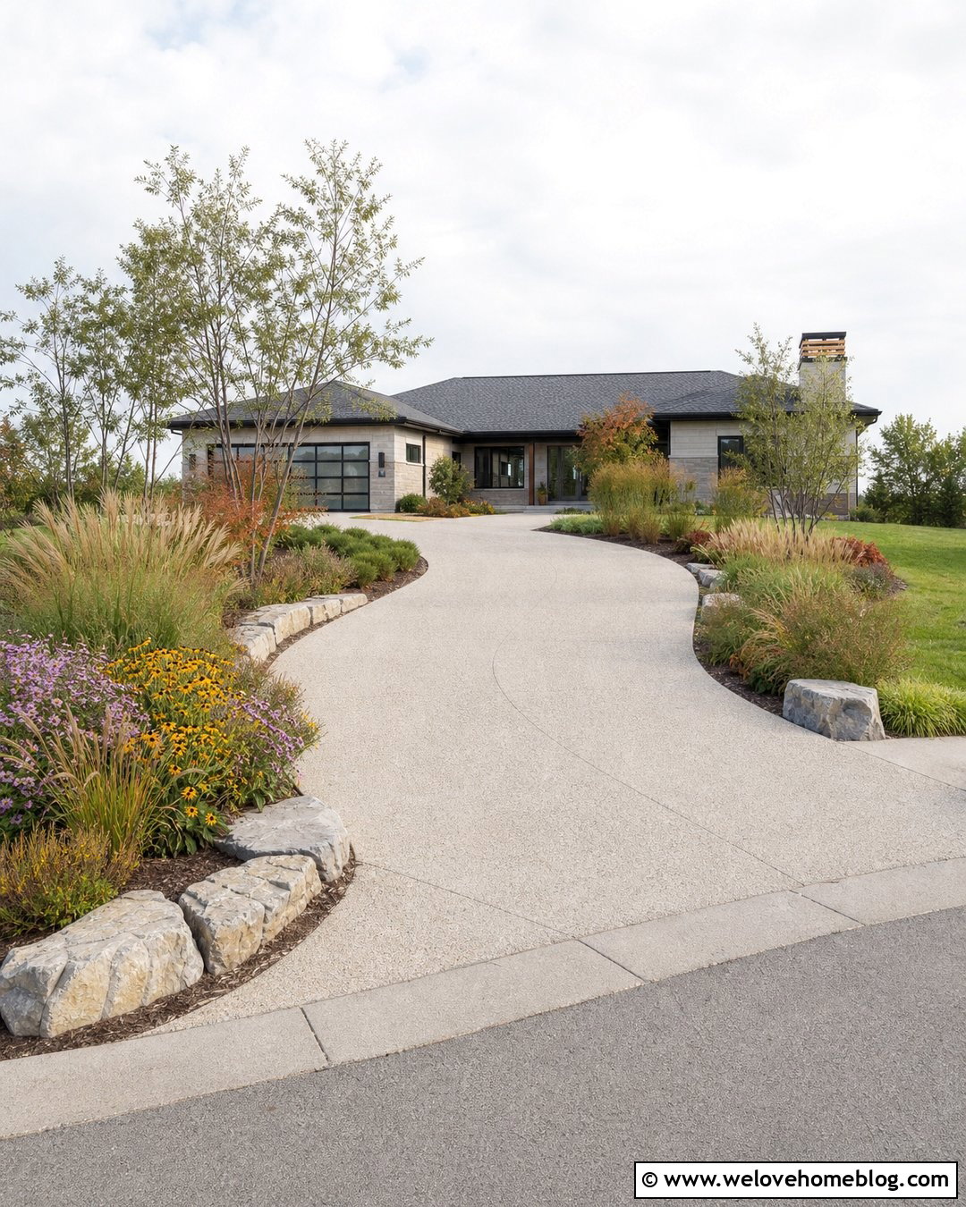 Long Driveway With Ornamental Grasses - 20 landscaping a long driveway ideas