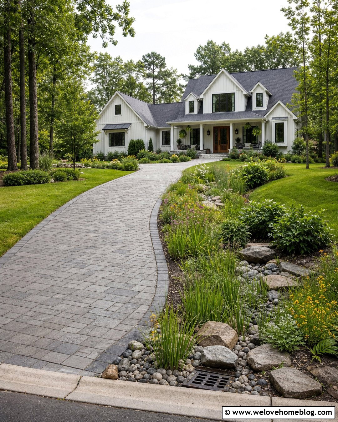 Long Driveway With Rain Gardens - 20 landscaping a long driveway ideas