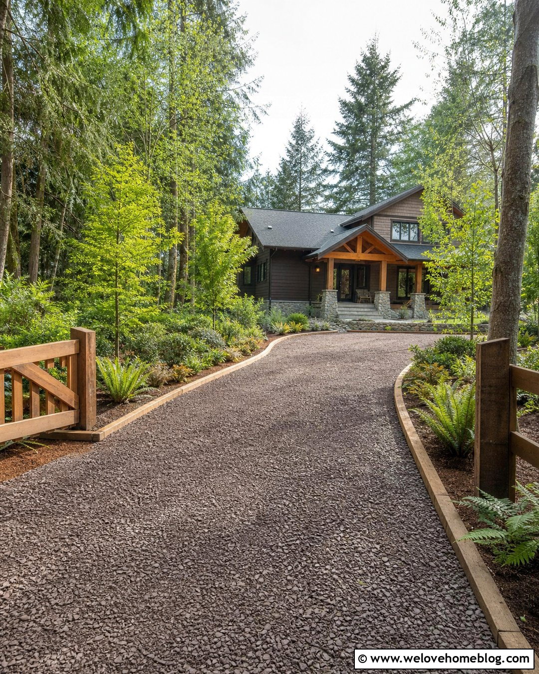 Long Driveway With Rustic Timber Edging - 25 house with long driveway ideas