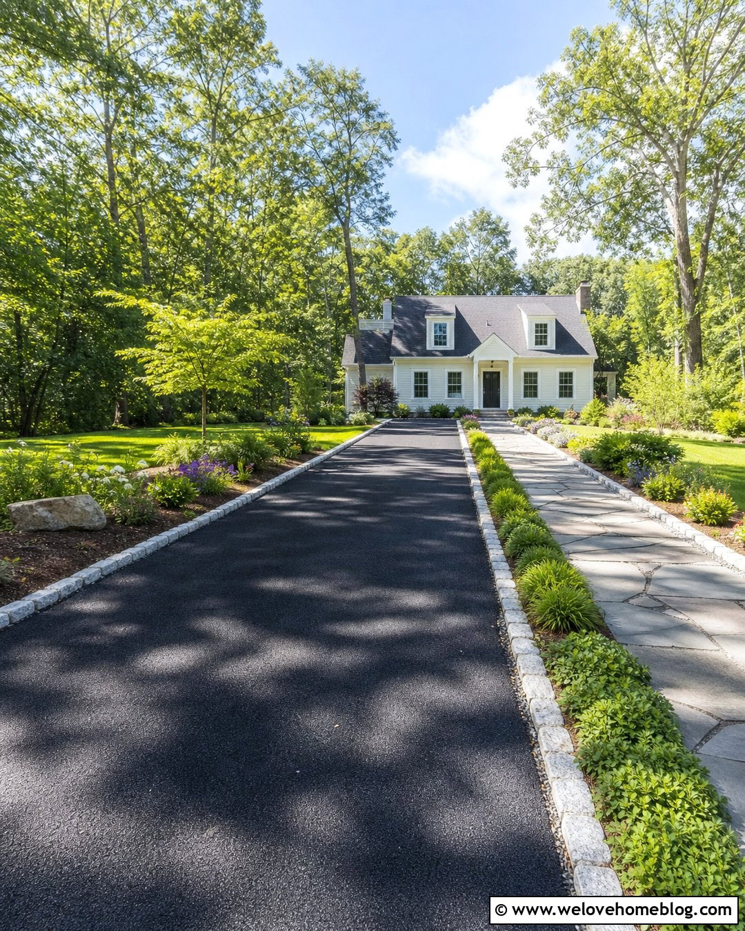 Long Driveway With Stepping Stone Walkway - 40 Long Driveway Landscaping Ideas