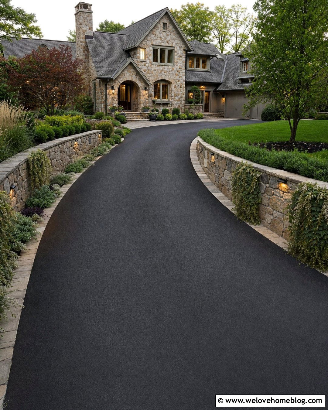 Long Driveway With Stone Wall Borders - 45 long driveway ideas