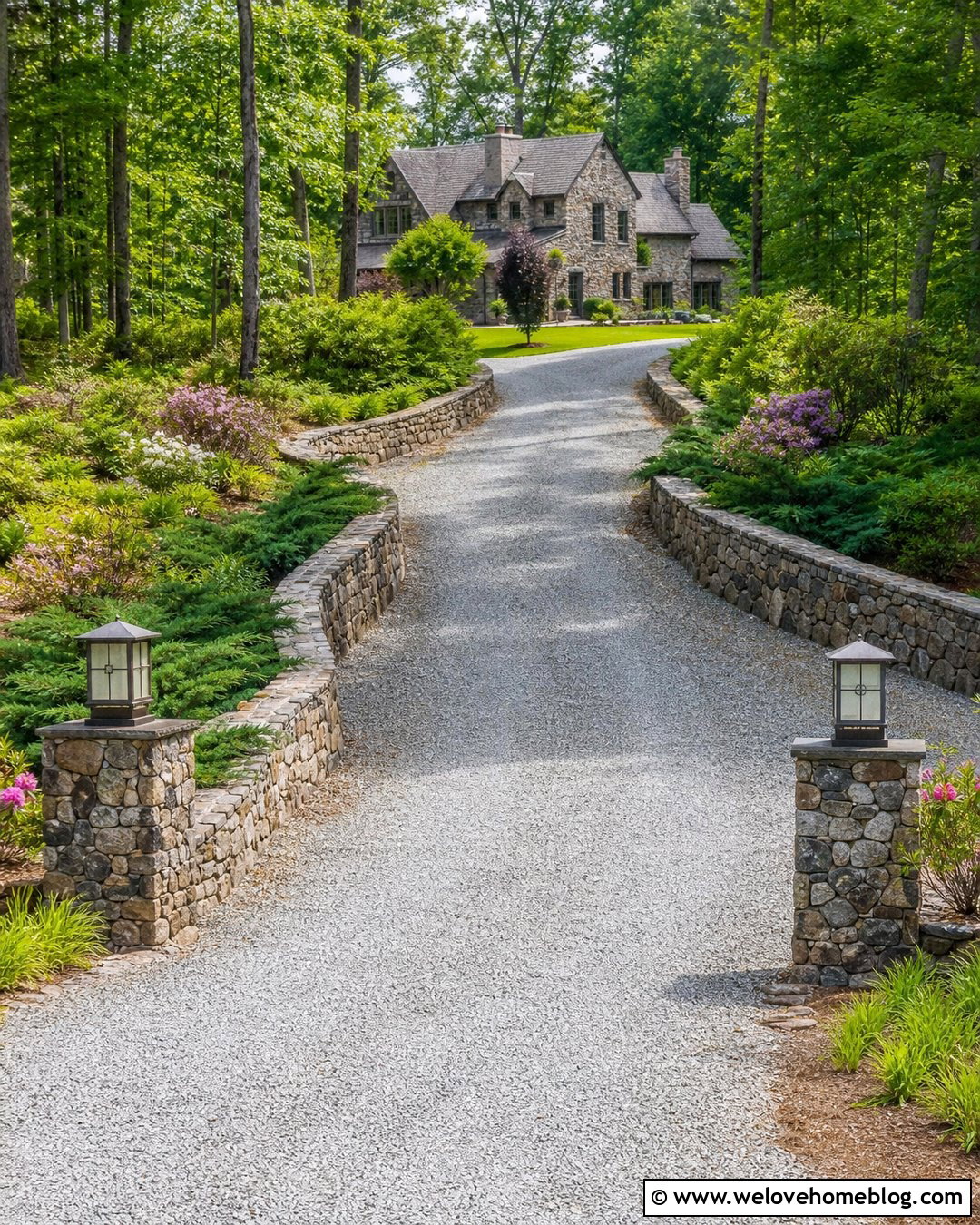 Long Driveway With Stone Walls - 20 landscaping a long driveway ideas