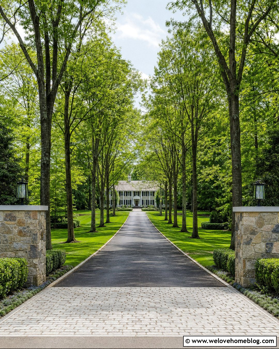 Long Driveway With Tree Lined Borders - 50 Driveway Landscaping Ideas