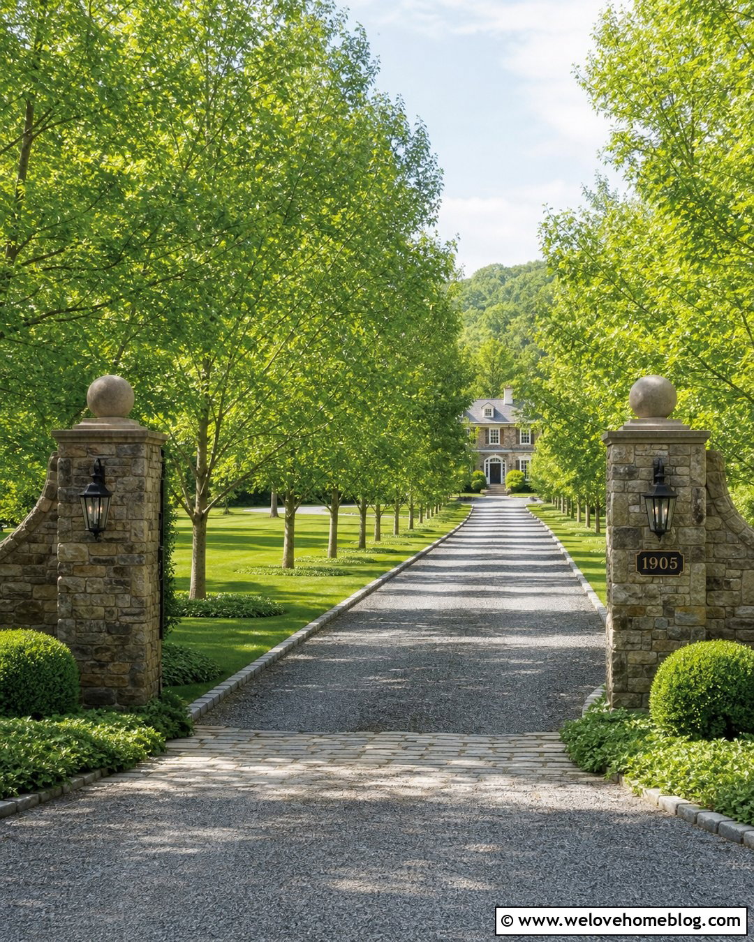 Long Driveway With Tree Lined Entrance - 45 Driveway Design Ideas