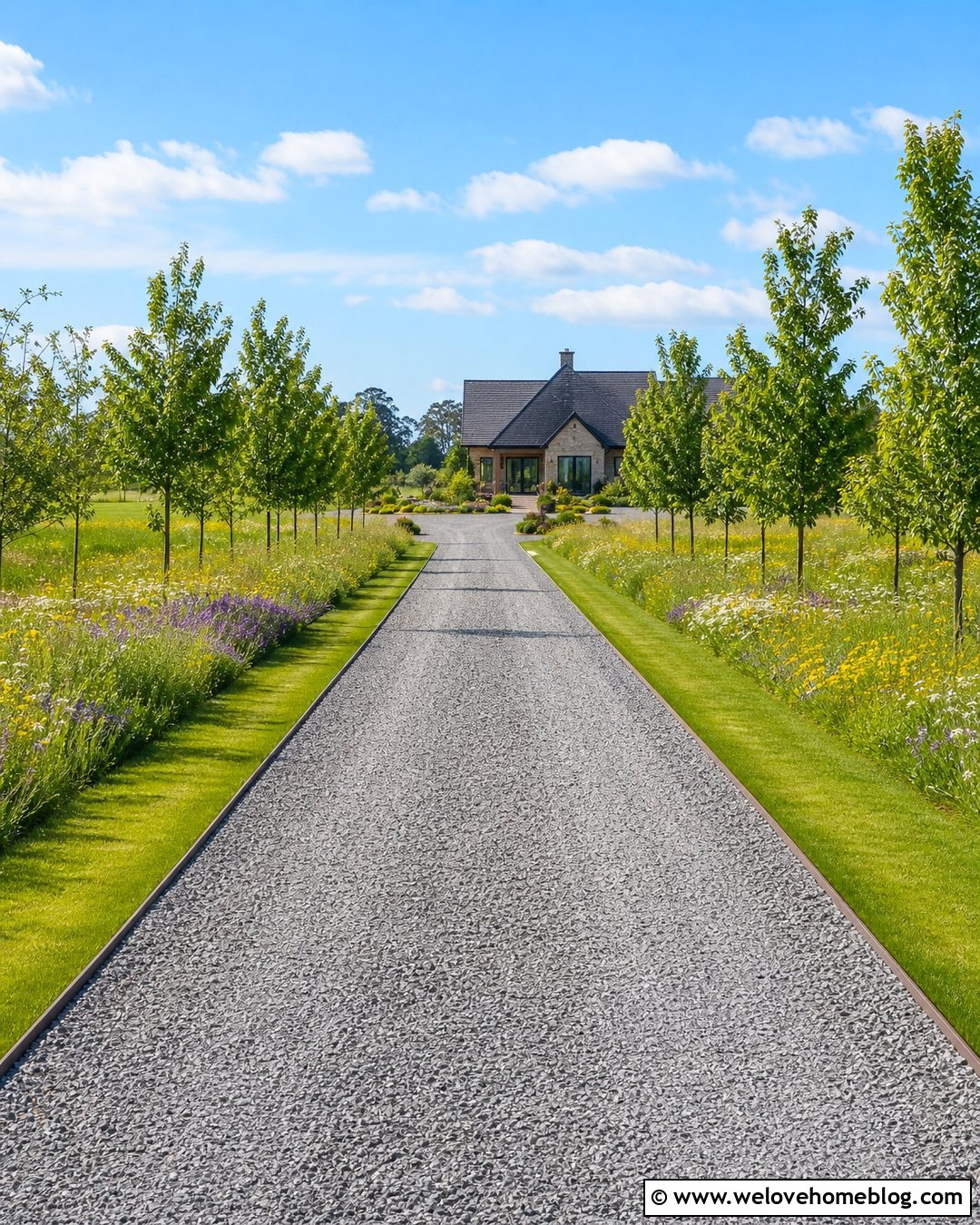 Long Driveway With Wildflower Meadow Borders - 20 long driveways landscaping ideas