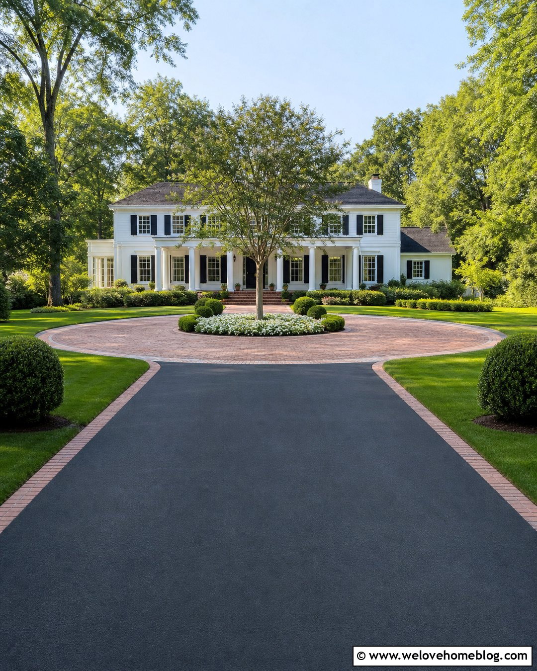 Long Driveway With a Circular Arrival Court - 20 Driveways For Long Ideas