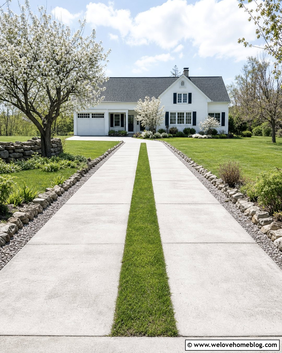 Long Driveway With a Grass Center Strip - 20 landscaping a long driveway ideas