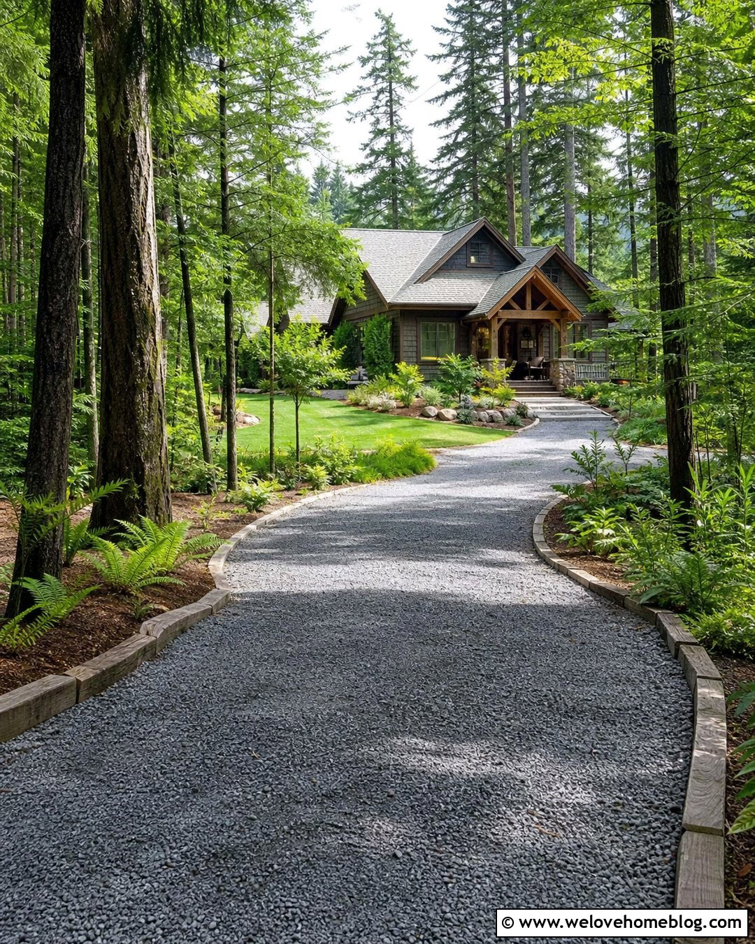 Long Granite Gravel Driveway With Timber Edging - 25 long gravel driveway ideas