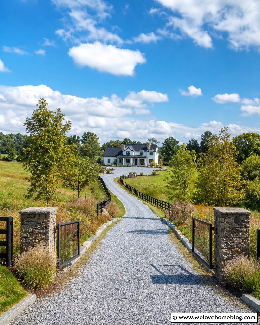 Long Gravel Driveway Fence - 25 Driveway Fencing Ideas