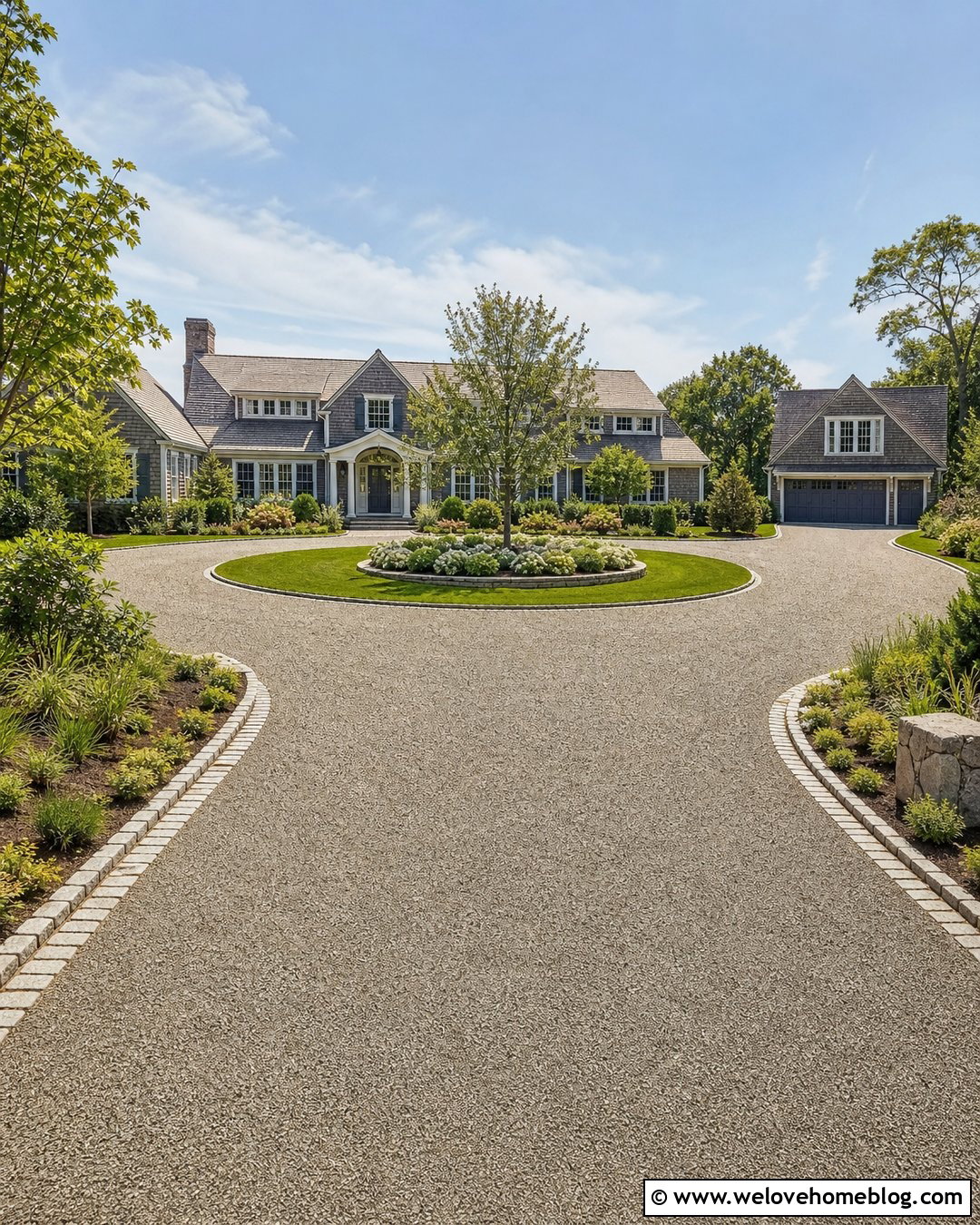 Long Gravel Driveway With Circular Arrival Court - 25 long gravel driveway ideas