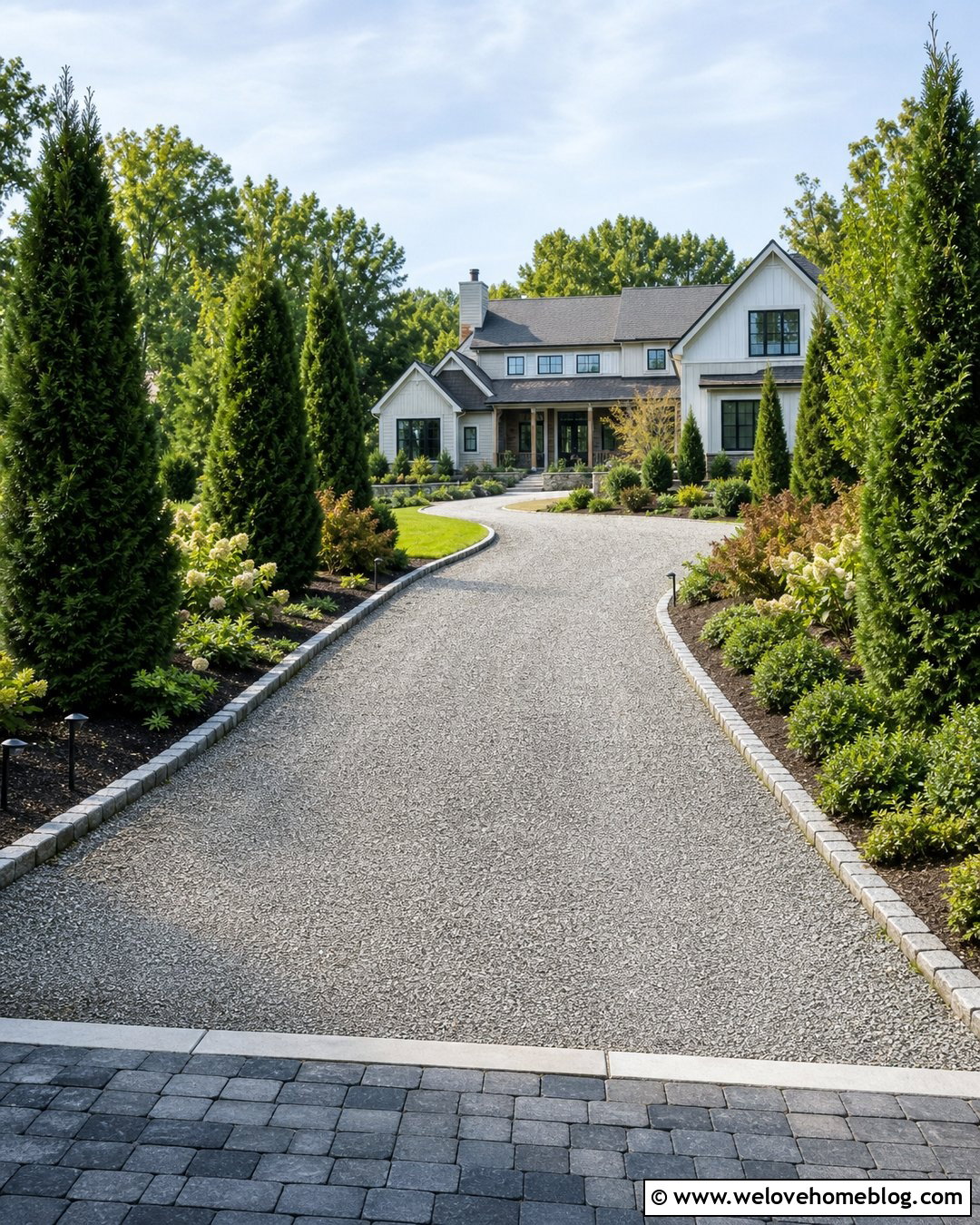 Long Gravel Driveway With Evergreen Screening - 25 long gravel driveway ideas