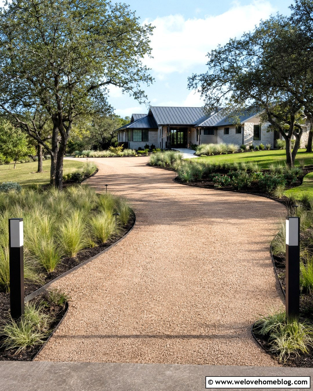Long Gravel Driveway With Landscape Lighting - 20 long gravel driveway landscaping ideas
