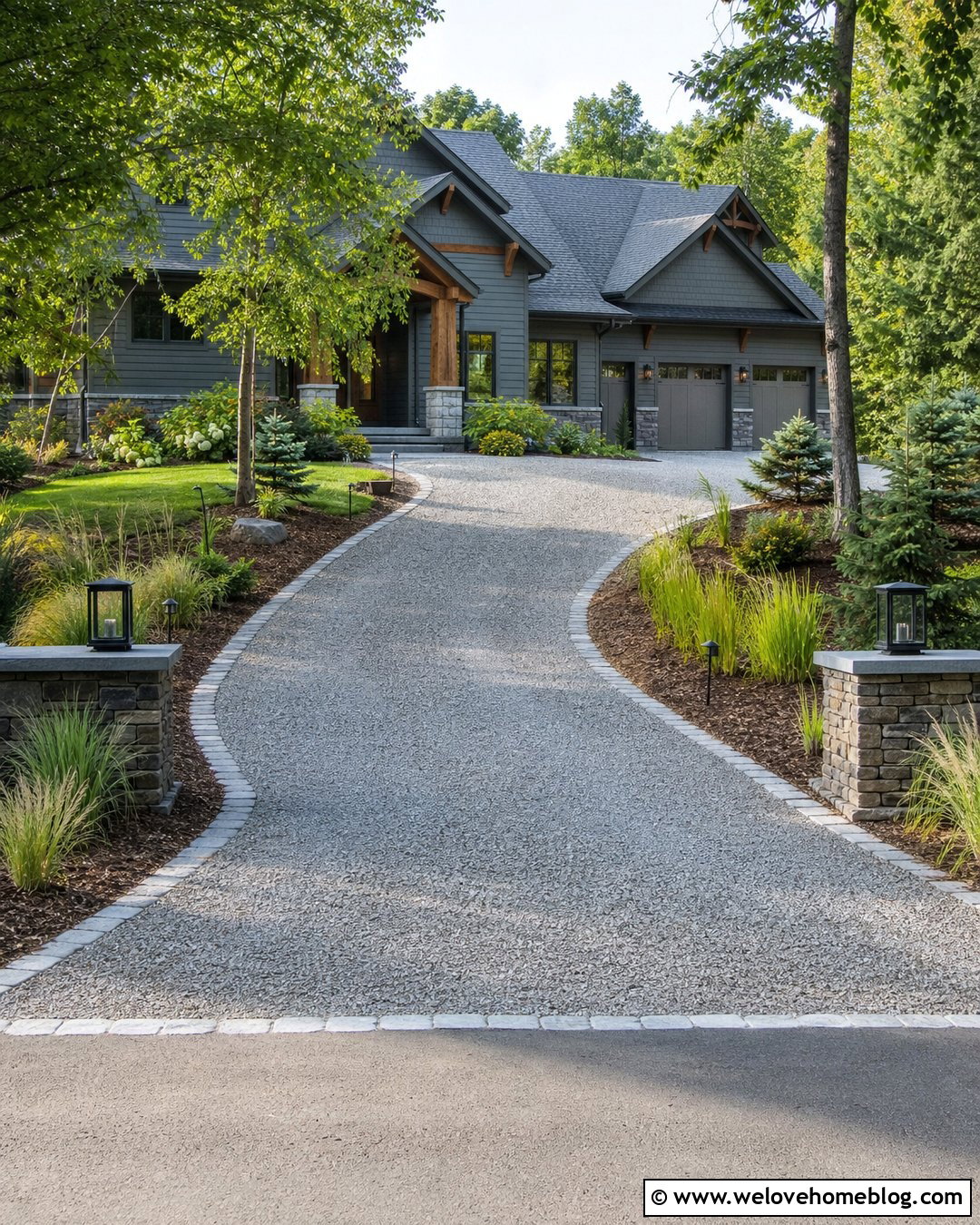 Long Gravel Driveway With Low Path Lighting - 25 long gravel driveway ideas