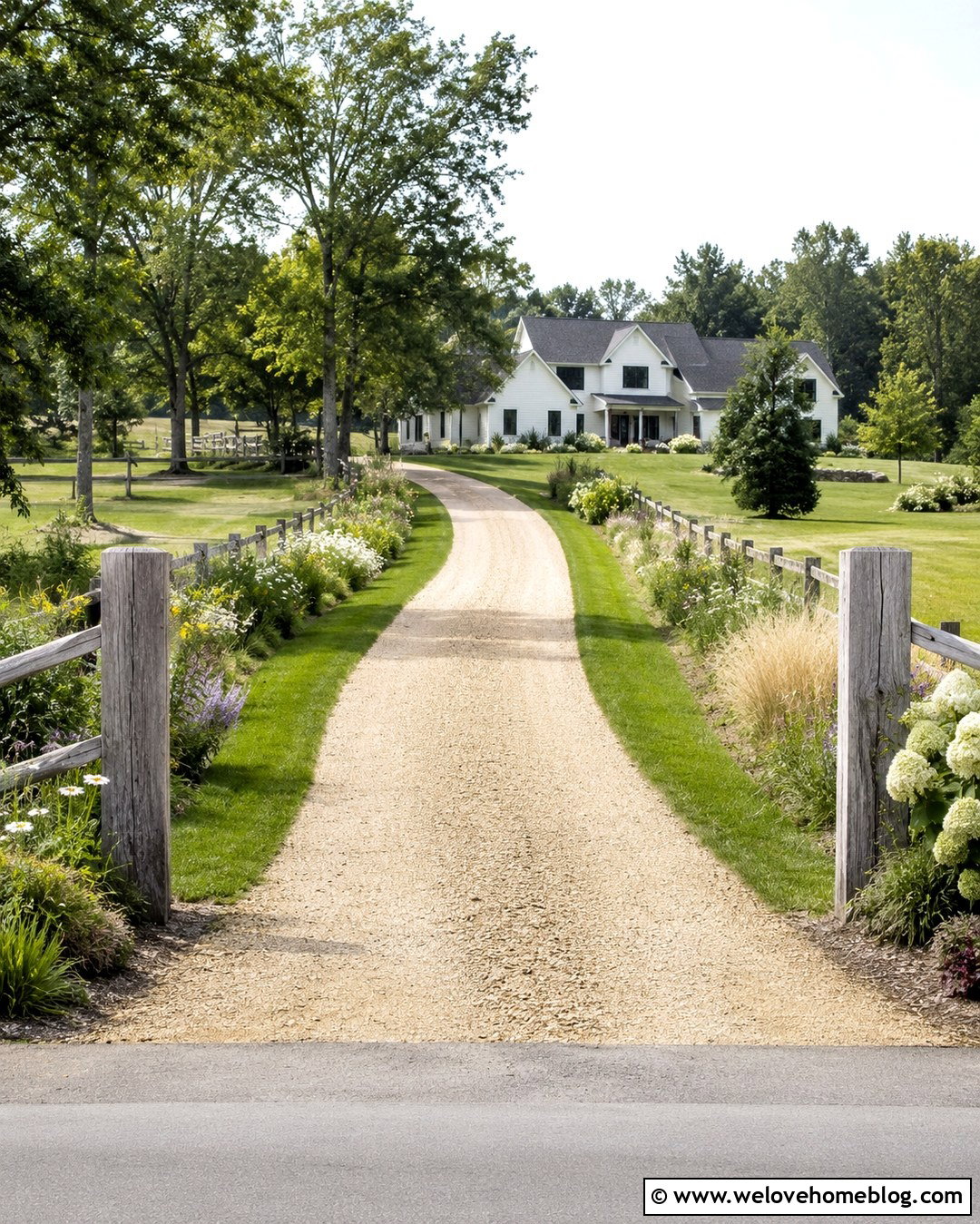 Long Gravel Driveway With Split Rail Fence - 20 long gravel driveway landscaping ideas