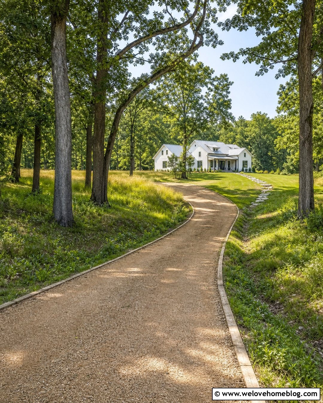 Long Gravel Driveway With Timber Edging - 20 How To Keep Gravel In Place Driveways Ideas