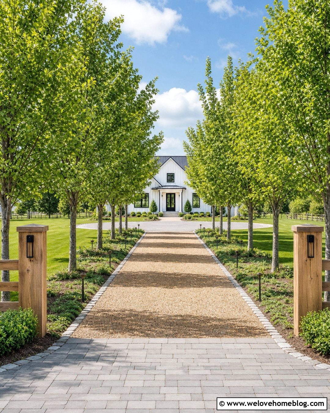 Long Gravel Driveway With Tree Lined Borders - 20 large driveway design ideas