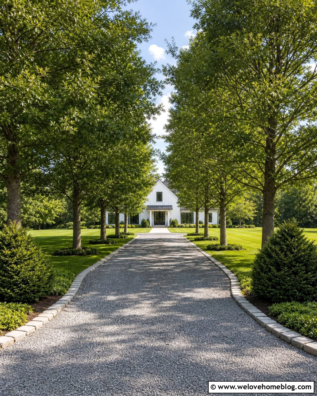 Long Gravel Driveway With Tree Lined Borders - 40 Long Driveway Landscaping Ideas
